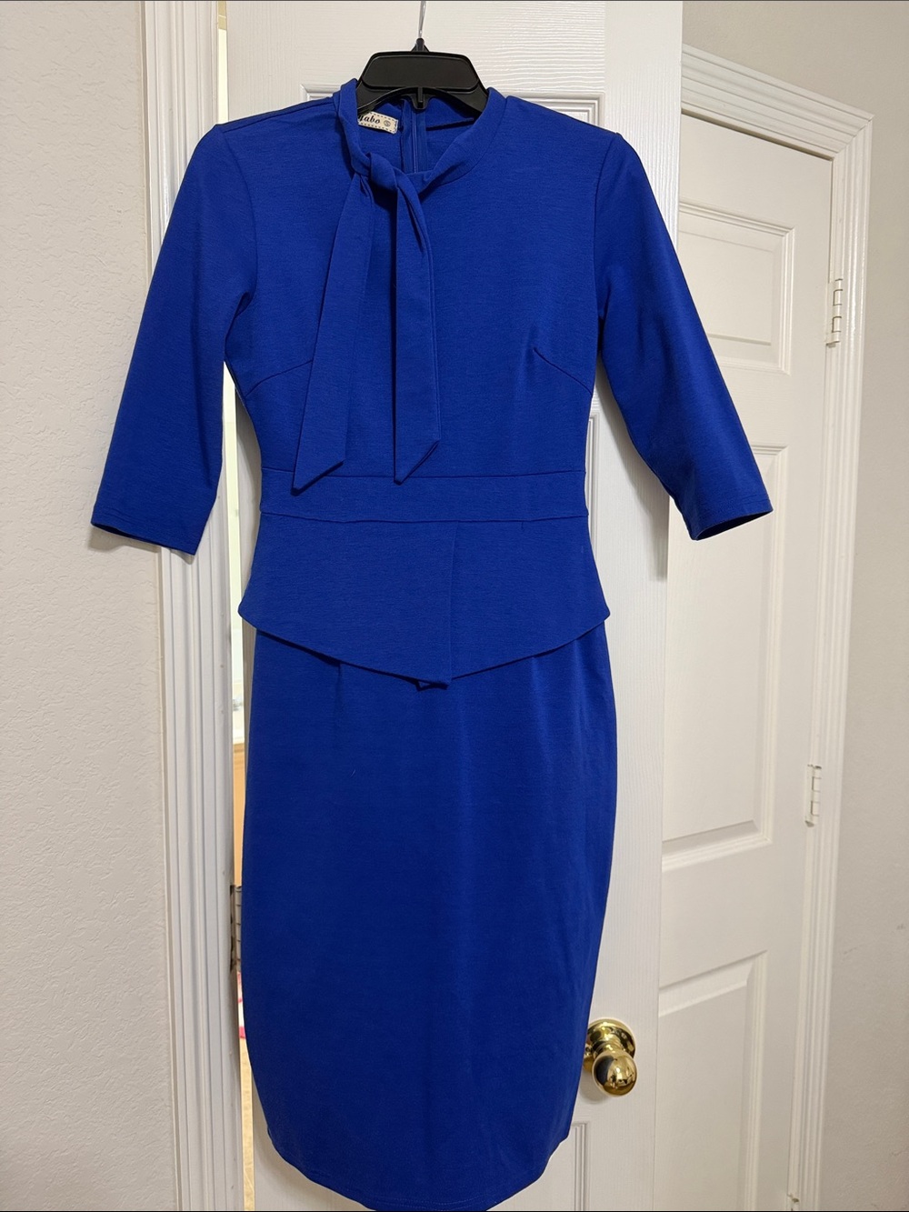 Tie-Neck Midi Dress in Royal Blue - Women